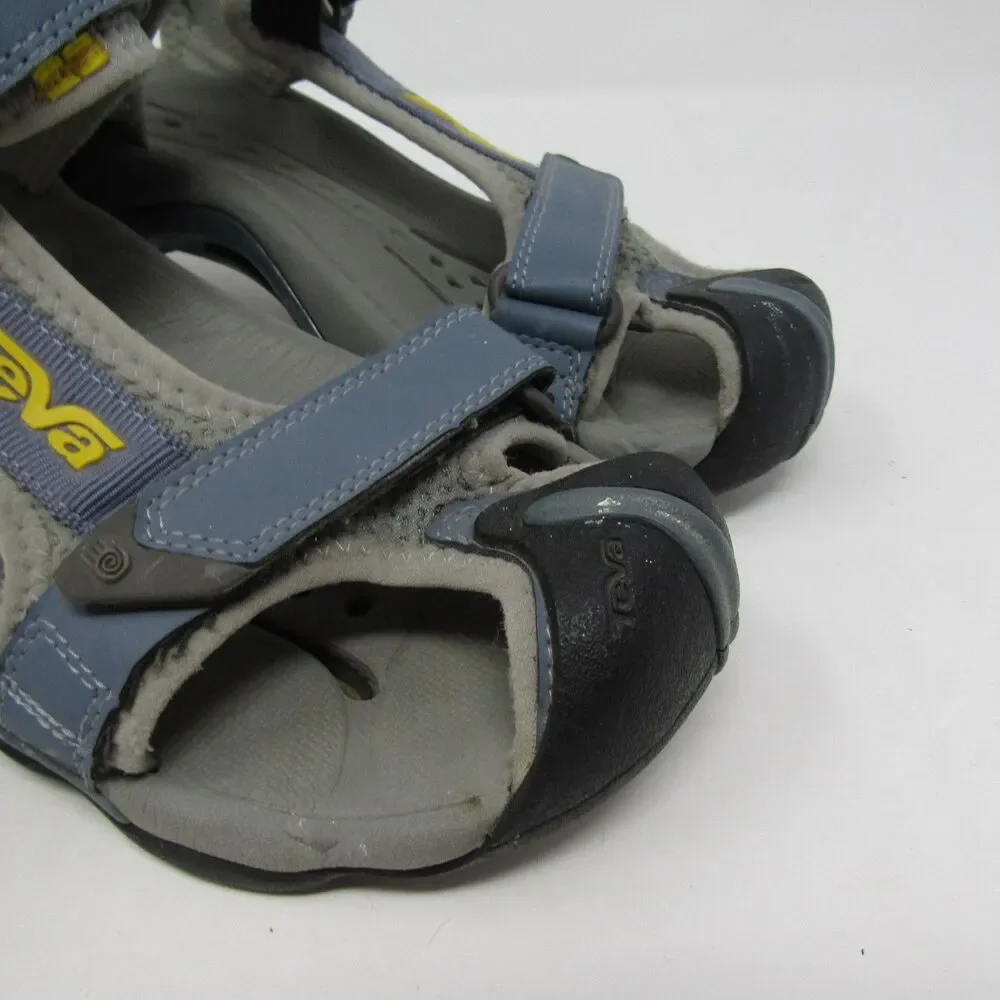 Teva Men's River Water Sandals Gray Blue Yellow Hook & Loop Adjustable US 7.5
